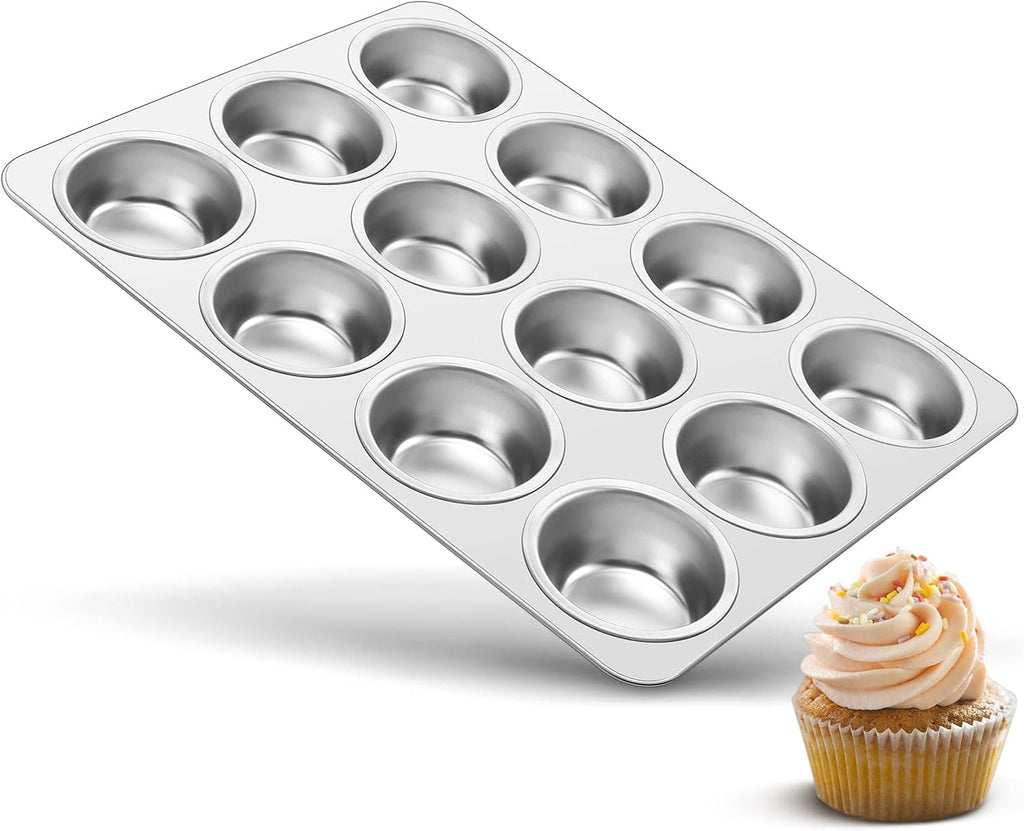 12-Cup Muffin Pan, Stainless Steel Muffin Tin