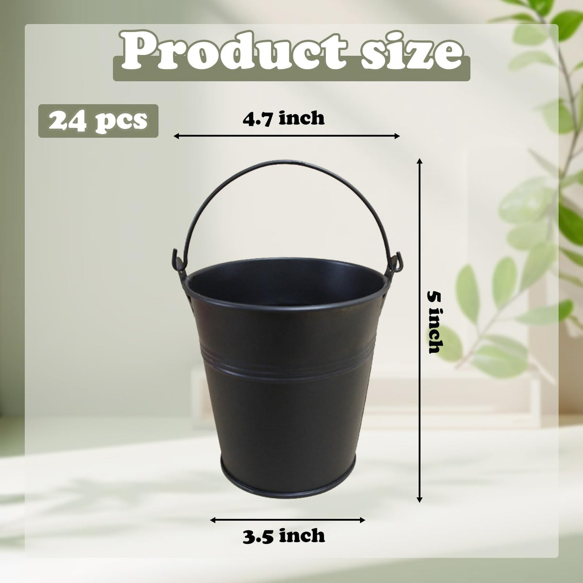 24 Packs Mini Metal Buckets Black Mini Iron Pail