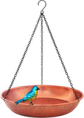 Hanging Bird Bath & Feeder Outdoor, 11" Antique Copper Metal Birdbath Bowl