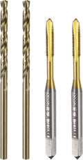 uxcell Metric Tap & Drill Bit Set, 2pcs M3 x 0.5 Spiral Point Thread Taps Titanium Coated and 2pcs 2.5mm Twist Drill Bits Roasted Yellow, Screw Tapping Threading Tools