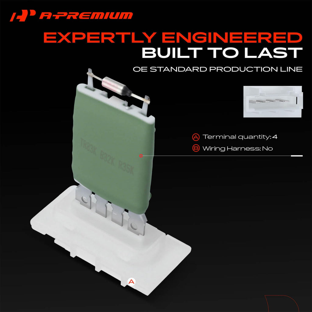A-Premium Front HVAC Blower Motor Resistor with 4 Pins Connector