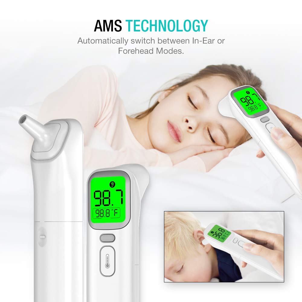Touchless Infrared Forehead Thermometer, Smart Digital Screen, Fast Reading Detection, No Battery Included