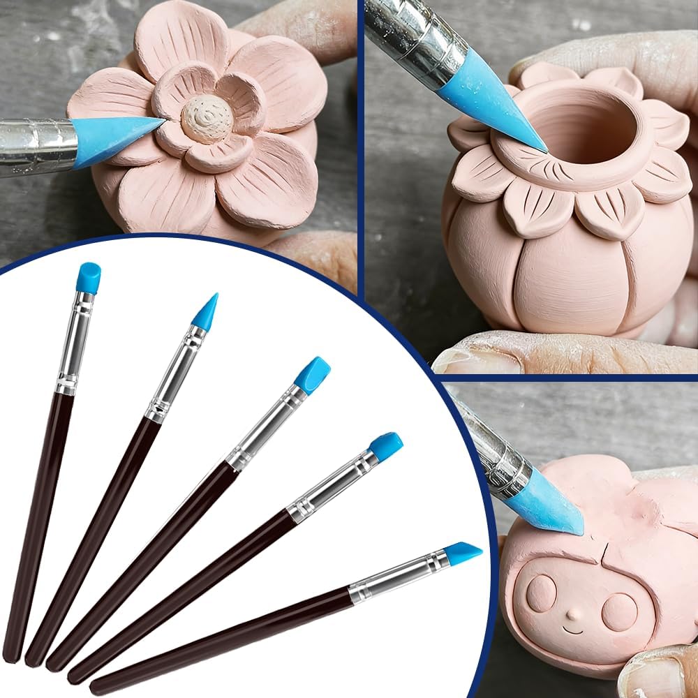 Air Dry Clay Glaze and Tools Kit, 100ml Gloss Clear Varnish with 29-Piece Clay Sculpting Set, Protective Top Coat for