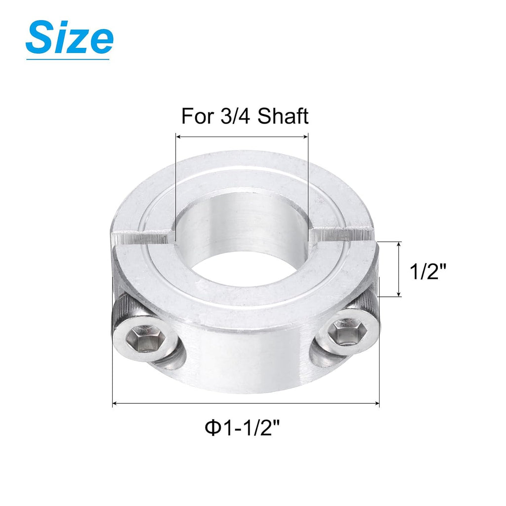 uxcell 2pcs Double Split Clamp-On Shaft Collar 3/4" Shaft, Aluminum Alloy