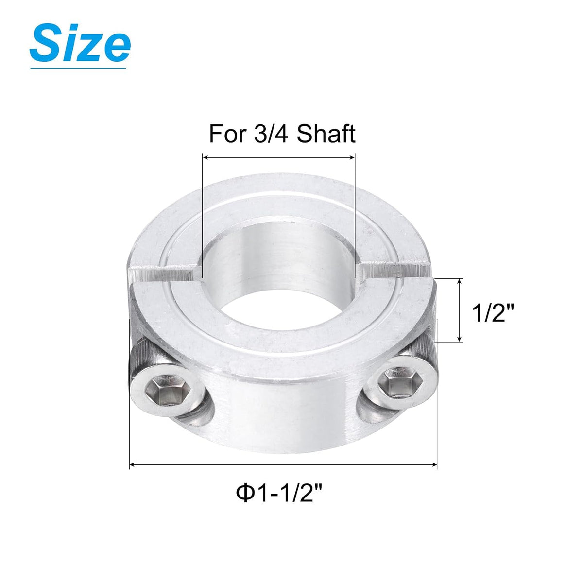 uxcell 2pcs Double Split Clamp-On Shaft Collar 3/4" Shaft, Aluminum Alloy