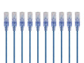 Cat6A Ethernet Patch Cable - Snagless RJ45, 550Mhz, 10G, UTP, Pure Bare Copper Wire, 30AWG, 10-Pack, 1 Feet, Blue
