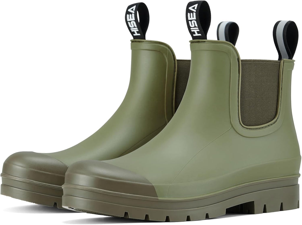 Women's Short Rain Boots Waterproof Chelsea Boots Fashion Ankle Rubber Garden Shoes Non-Slip Matte PVC Rainboots