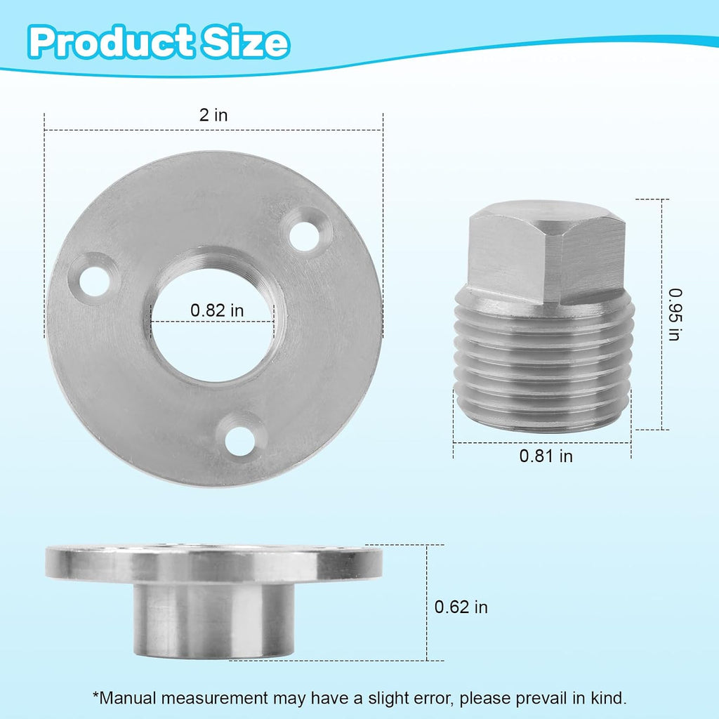 Stainless Steel Boat Drain Plug Kit, 1/2" Threaded, 2 Pack