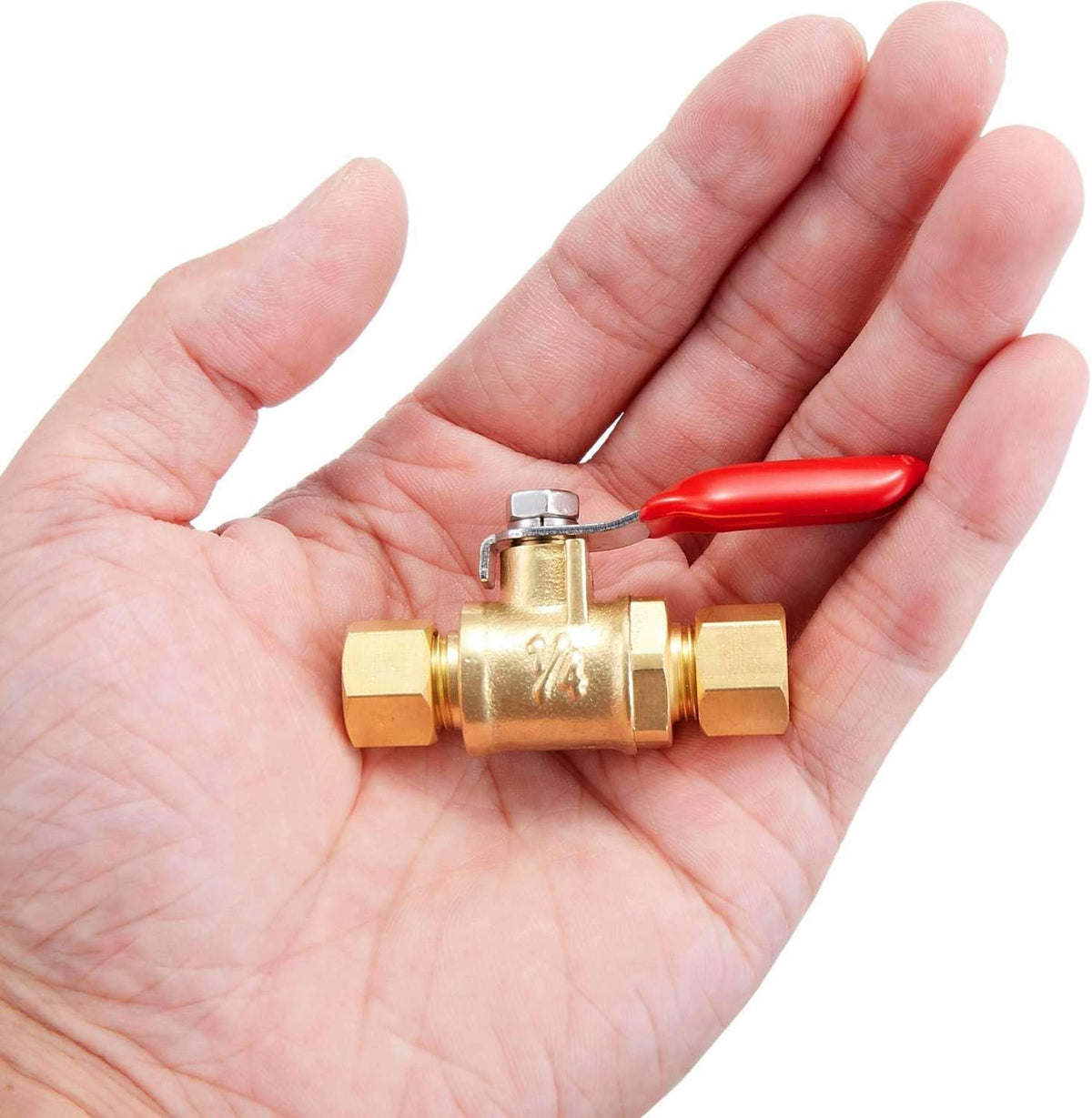 1 Pcs Lead-Free Brass Mini Ball Valve Shut Off Switch, 1/4 inch Compression