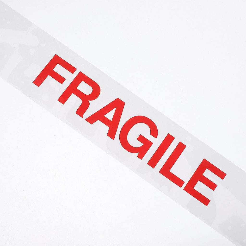 2 Rolls Fragile Warning Tape, Red Text on White BOPP Film