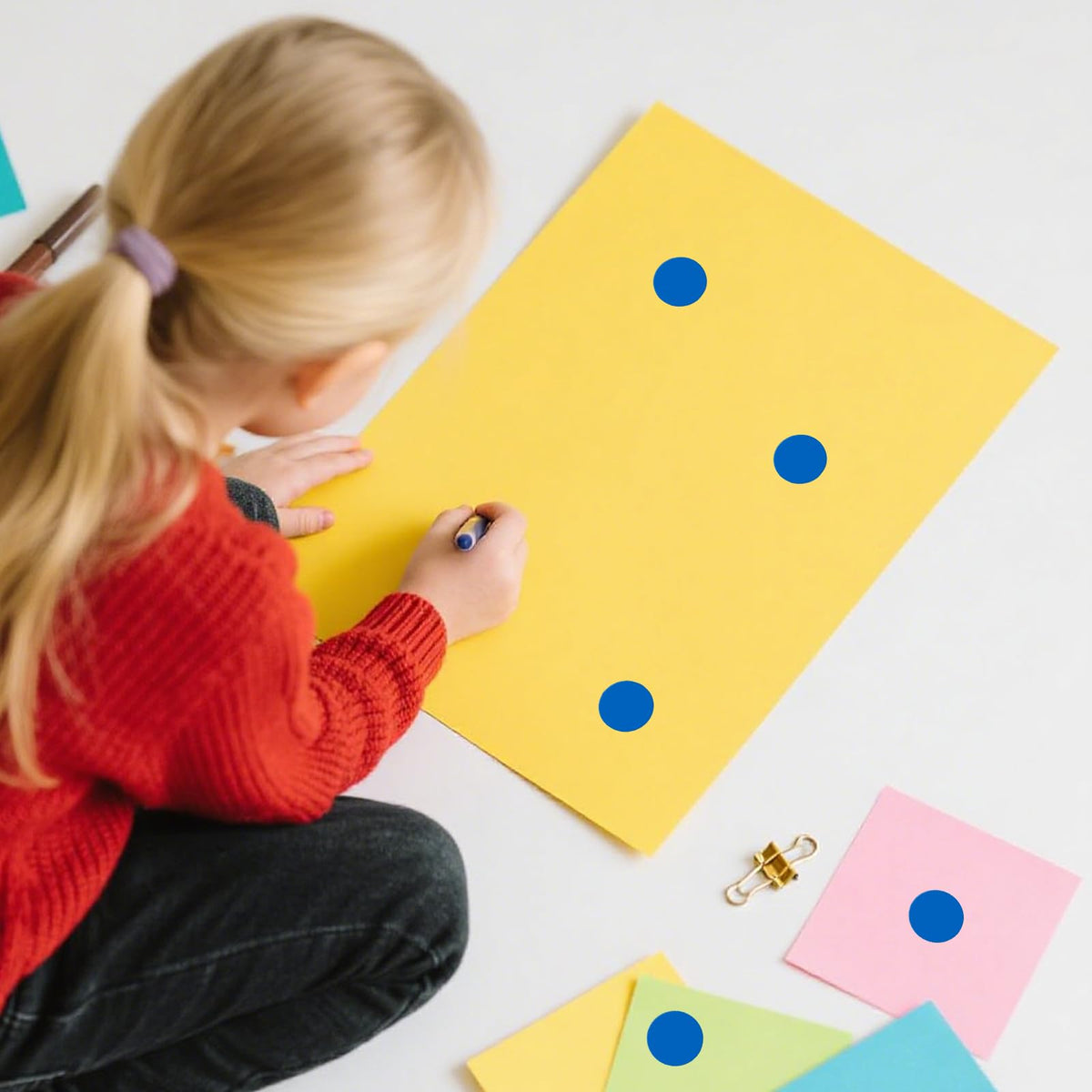 Blue Round Stickers 1 Inch Removable Vinyl Dot Labels 350 PCS