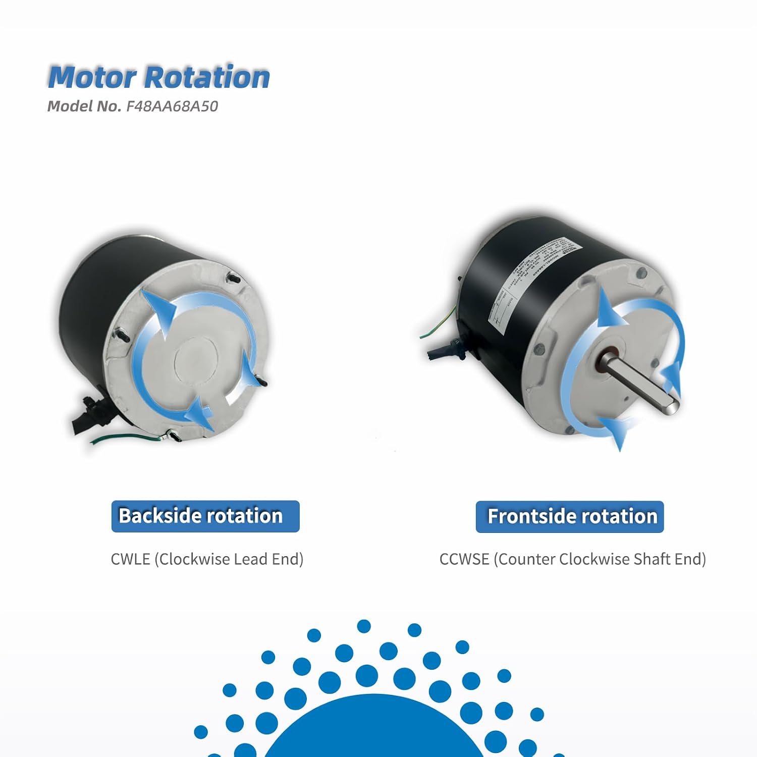 F48AA68A50 Condenser Fan Motor Replace for York, Coleman, GE, Genteq | Luxaire, Century A.O. Smith F48M27A50