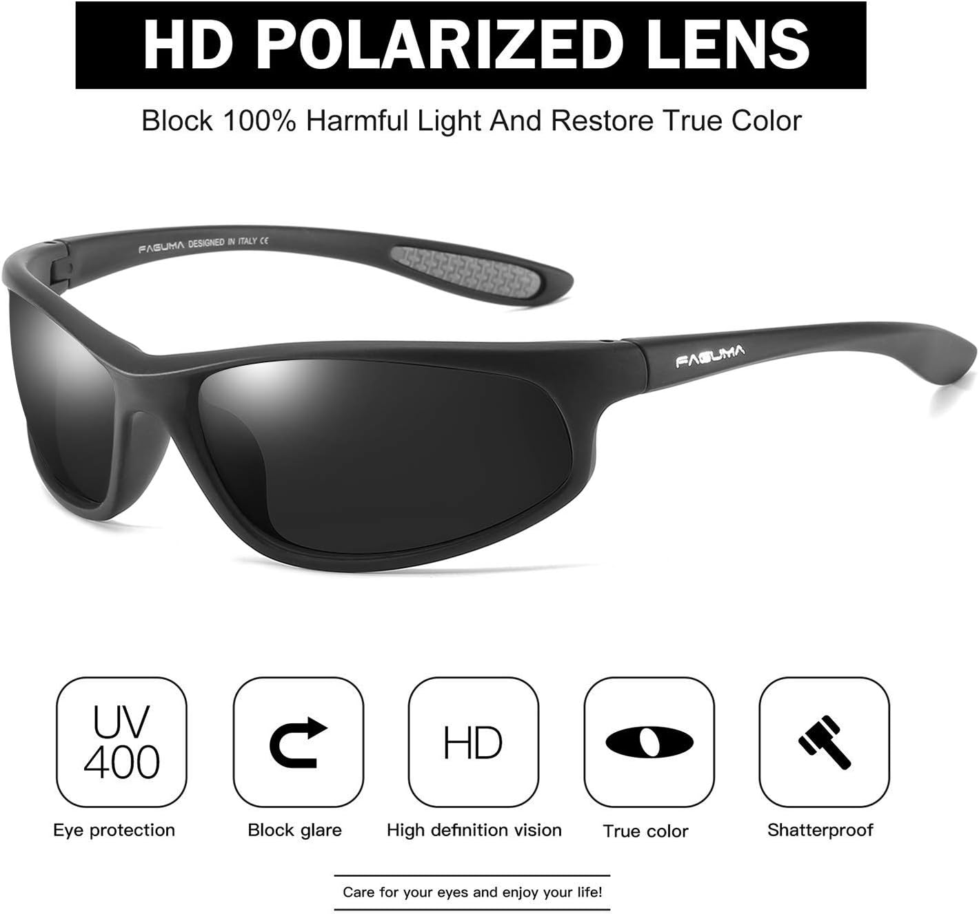 Polarized Sports Sunglasses For Men UV400 Protection | Cycling Driving Fishing