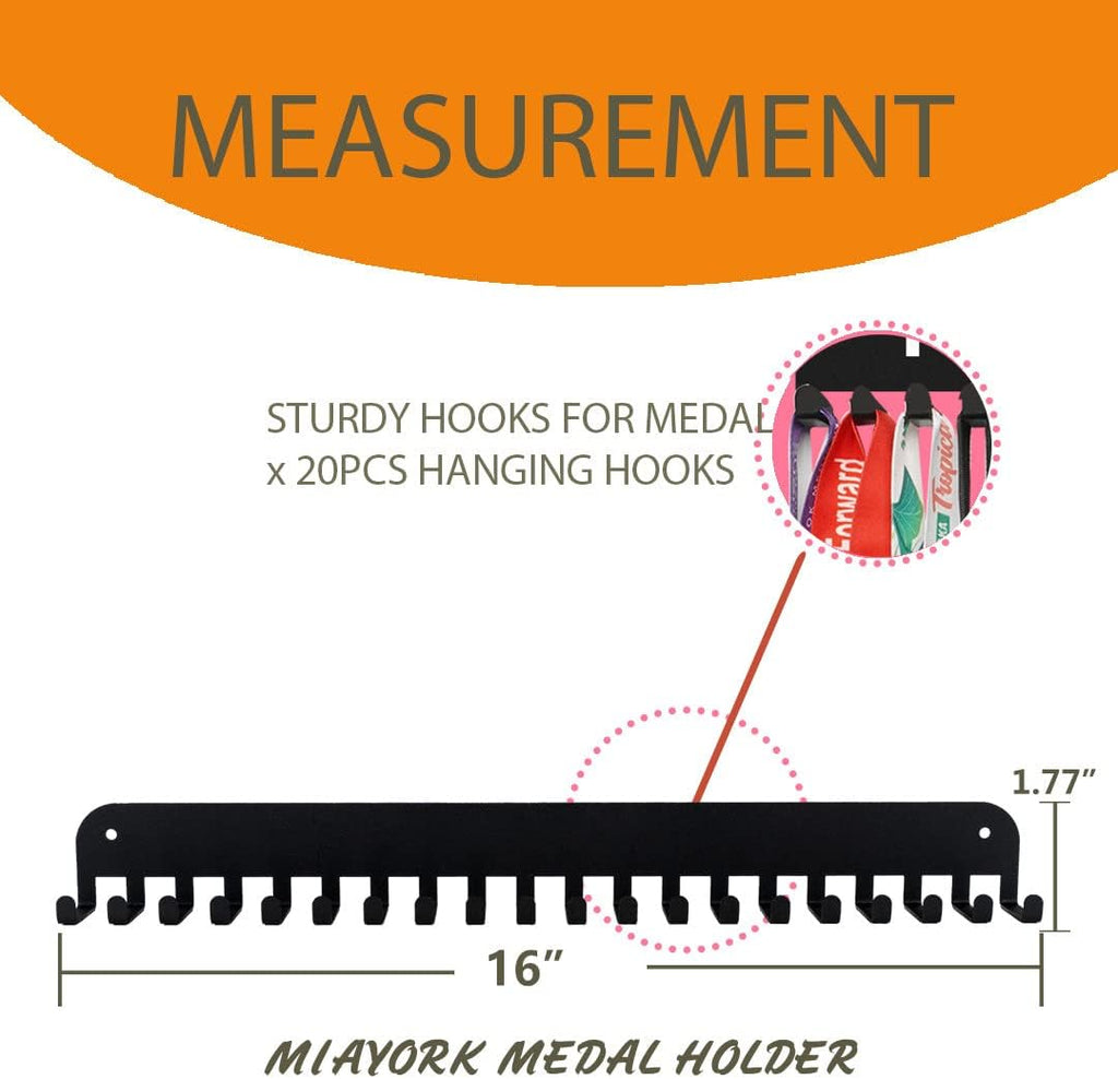 Medal Holder Display Hanger Trophy Shelf - Sturdy Wall Mount Medals Trophys Easy to Install-Race Sports Medal Holder