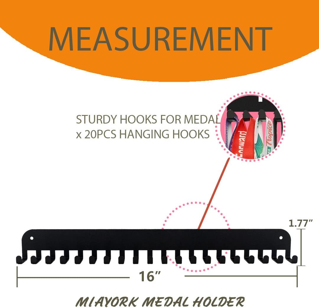 Medal Holder Display Hanger Trophy Shelf - Sturdy Wall Mount Medals Trophys Easy to Install-Race Sports Medal Holder