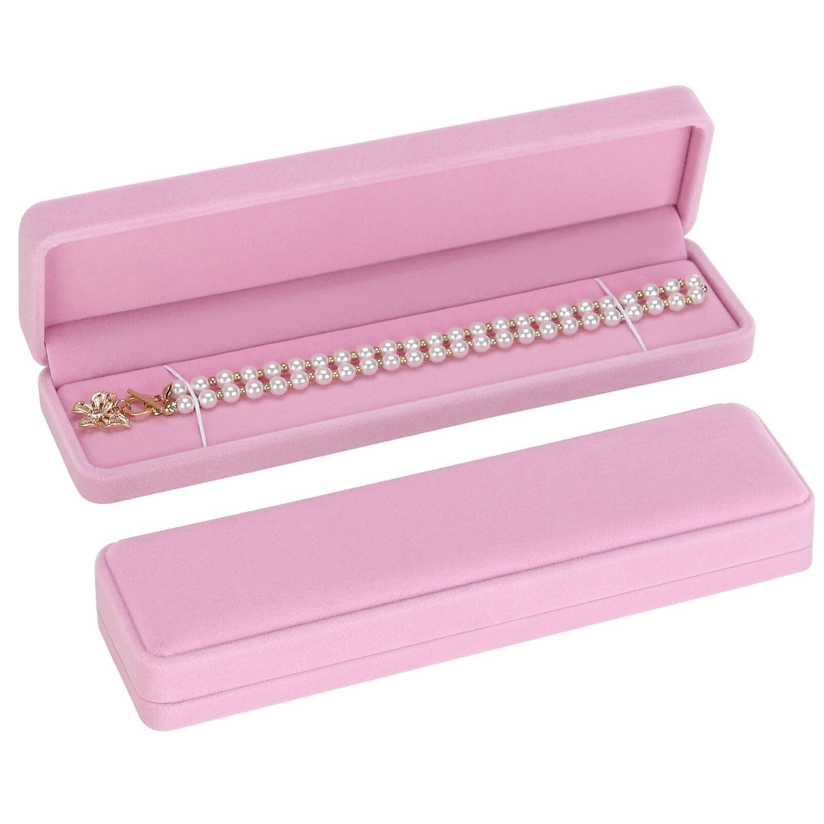 2 Pieces Long Velvet Chain Necklace Gift Box Set, Bracelet Storage Case, Jewellry Display Box for Wedding