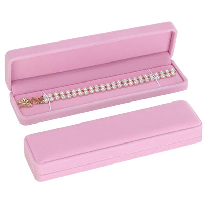 2 Pieces Long Velvet Chain Necklace Gift Box Set, Bracelet Storage Case, Jewellry Display Box for Wedding