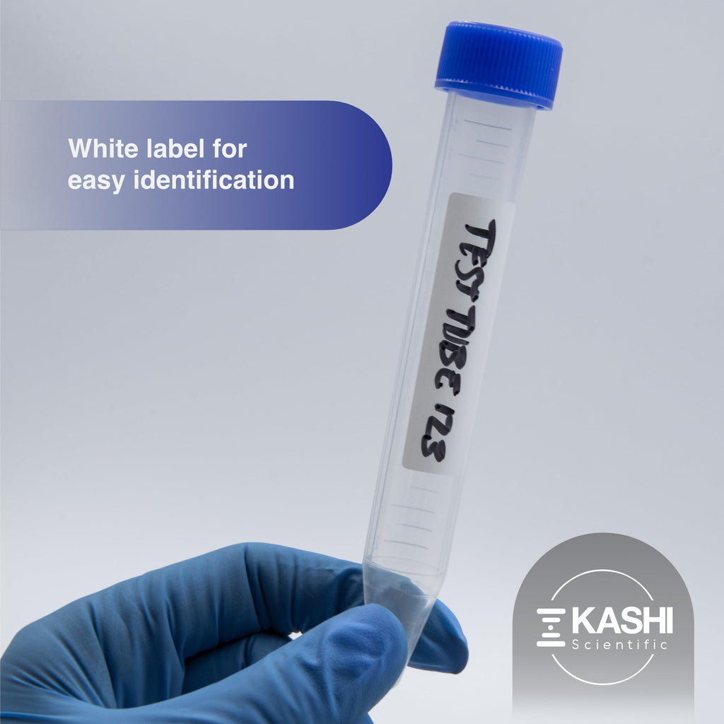 15mL Screw Cap Conical Centrifuge Tubes, Sterile Test Tubes with Blue Lids, Lab-Grade Polypropylene Plastic, Printed
