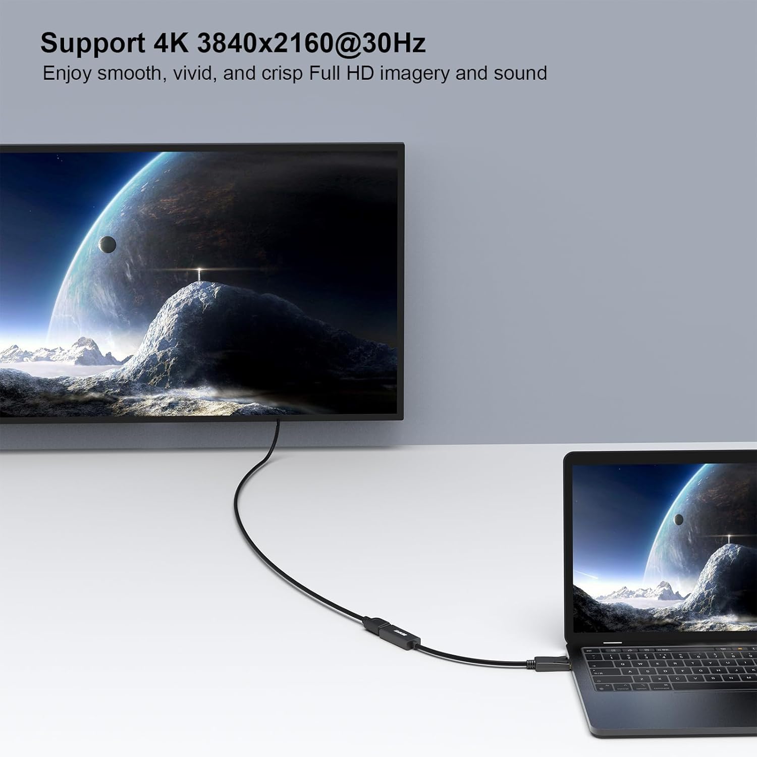 4K DisplayPort to HDMI Adapter, Uni-Directional DP 1.2 Computer to HDMI 2.0 Screen Gold-Plated DP Display Port to