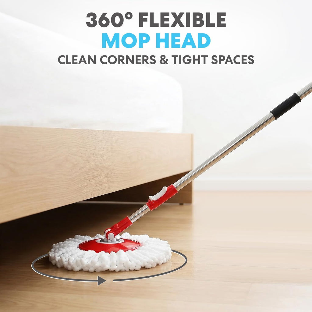 360° Spin Mop and Bucket with Wringer – 3 High-Absorbent Microfiber Washable Heads – Spinning Mop and Bucket Set for
