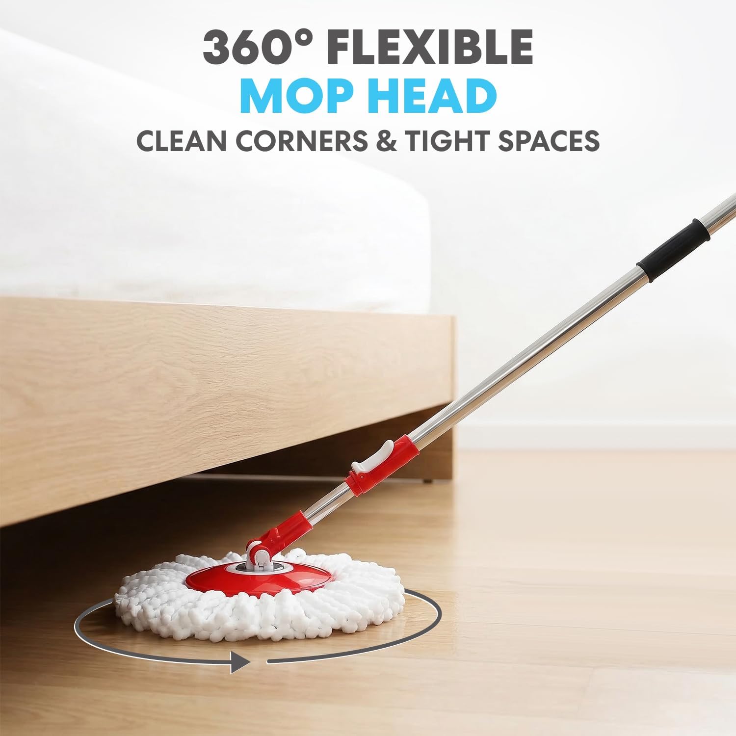 360° Spin Mop and Bucket with Wringer – 3 High-Absorbent Microfiber Washable Heads – Spinning Mop and Bucket Set for