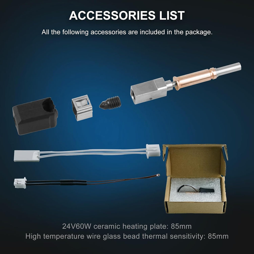 Upgrade Hotend Kit for Anycubic Kobra 3 3D Printer - 24V 60W Ceramic Heater, Quick Swap, Hardened Steel Nozzle