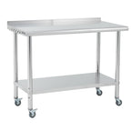 Stainless Steel Prep Work Table 60×24x35 inch with Casters,Backrest