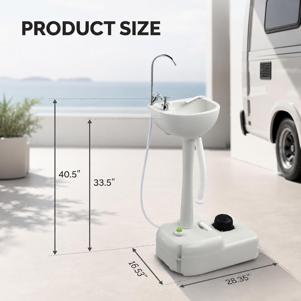 Upgraded Portable Sink| Rolling Hand Wash Basin Stand with Towel Holder & Soap Dispenser & Wheels, Perfect for