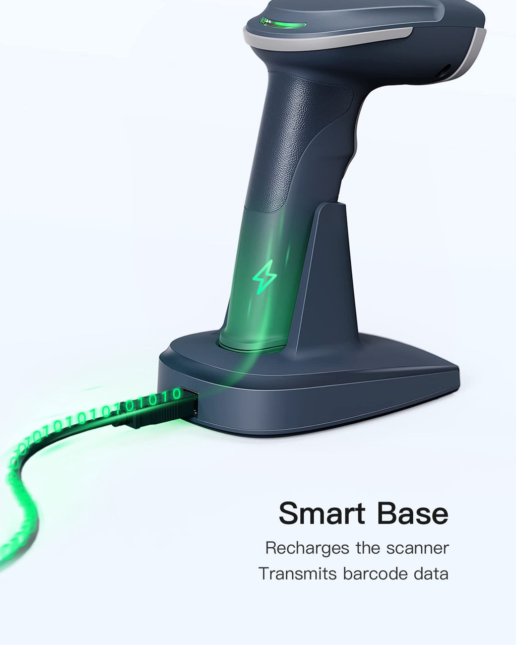 QR Barcode Scanner, 2D Wireless Barcode Scanner, 3 in 1 Barcode Reader, Screen Scanning, BCST-54 Blue