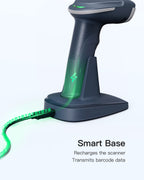 QR Barcode Scanner, 2D Wireless Barcode Scanner, 3 in 1 Barcode Reader, Screen Scanning, BCST-54 Blue