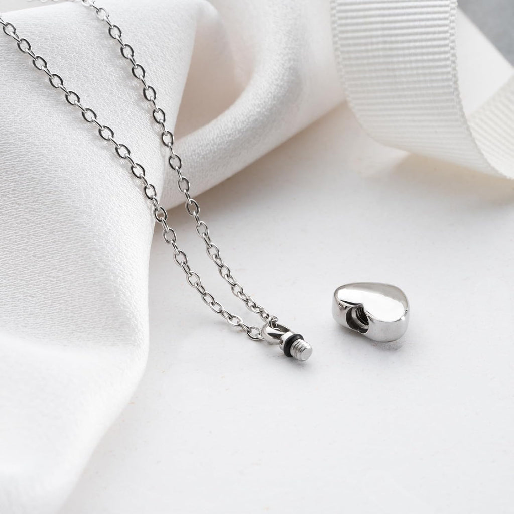 Cremation Jewelry Tiny Heart Urn Necklaces for Ashes for Women Men Stainless Steel Small Urn Locket for Human Ashes