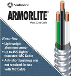 Southwire 14/2 Armorlite Type Mc Aluminum Armored Cable, 250 Ft. Coil