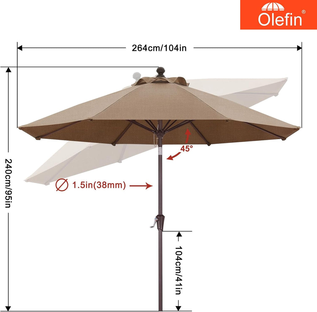 9ft Olefin 5-Year-Non-Fading Patio Umbrella Khaki