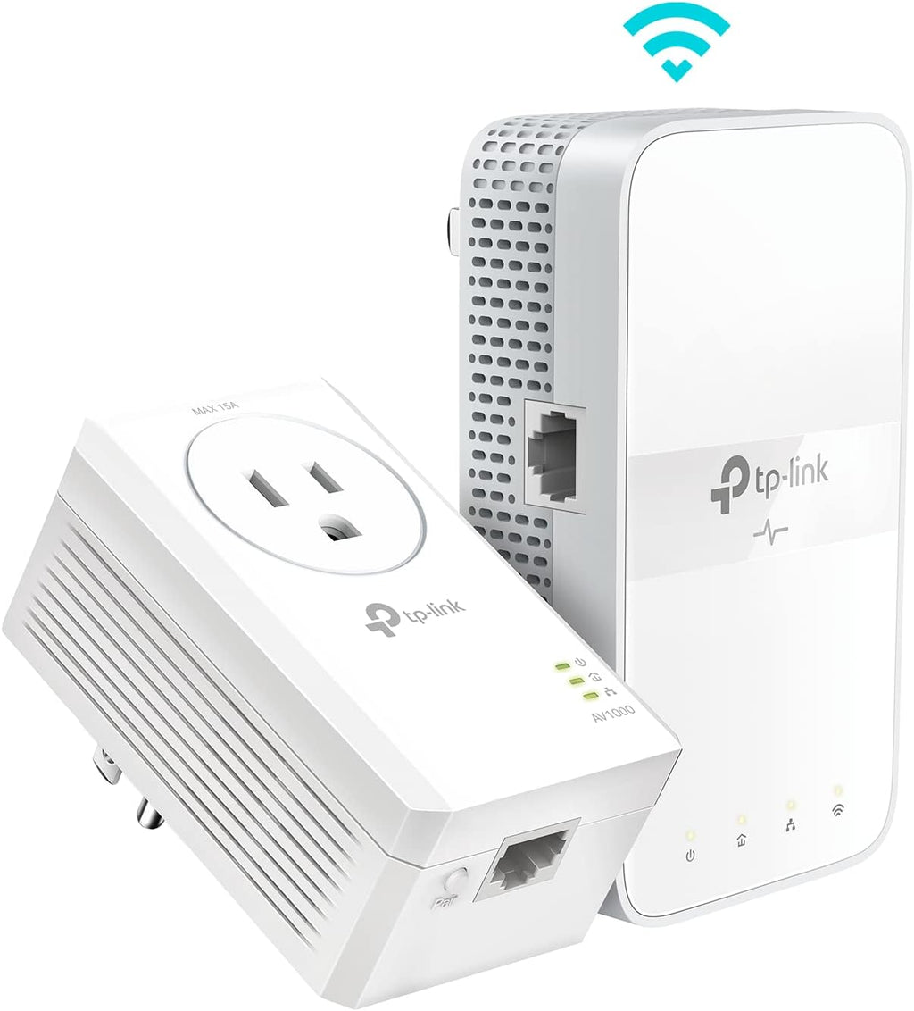 AV1000 Powerline Ethernet Adapter WiFi Extender Kit, Passthrough | Includes AV1000 Powerline Adapter and AC1200 Dual