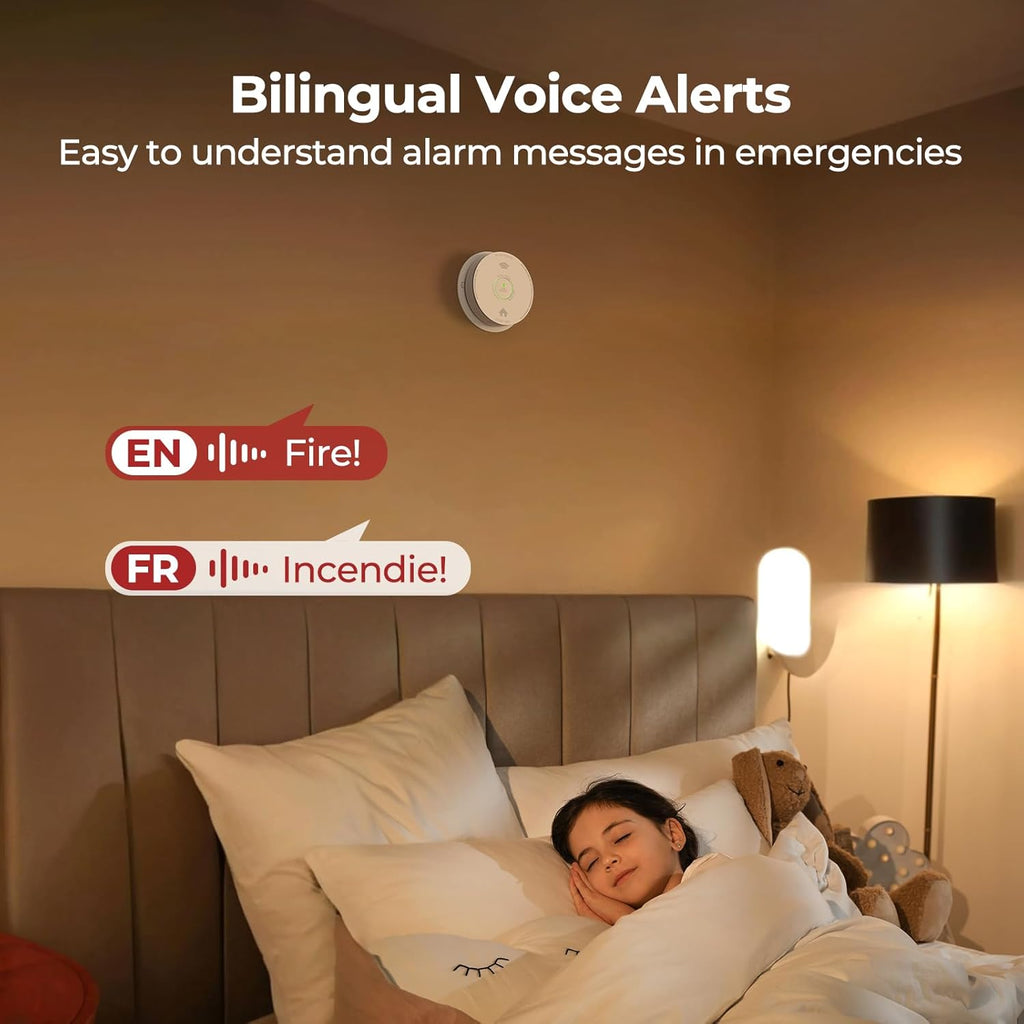 Smoke Detector Carbon Monoxide Detector Combo 10 Year Battery with Bilingual Voice Alerts,Fire Smoke & Carbon