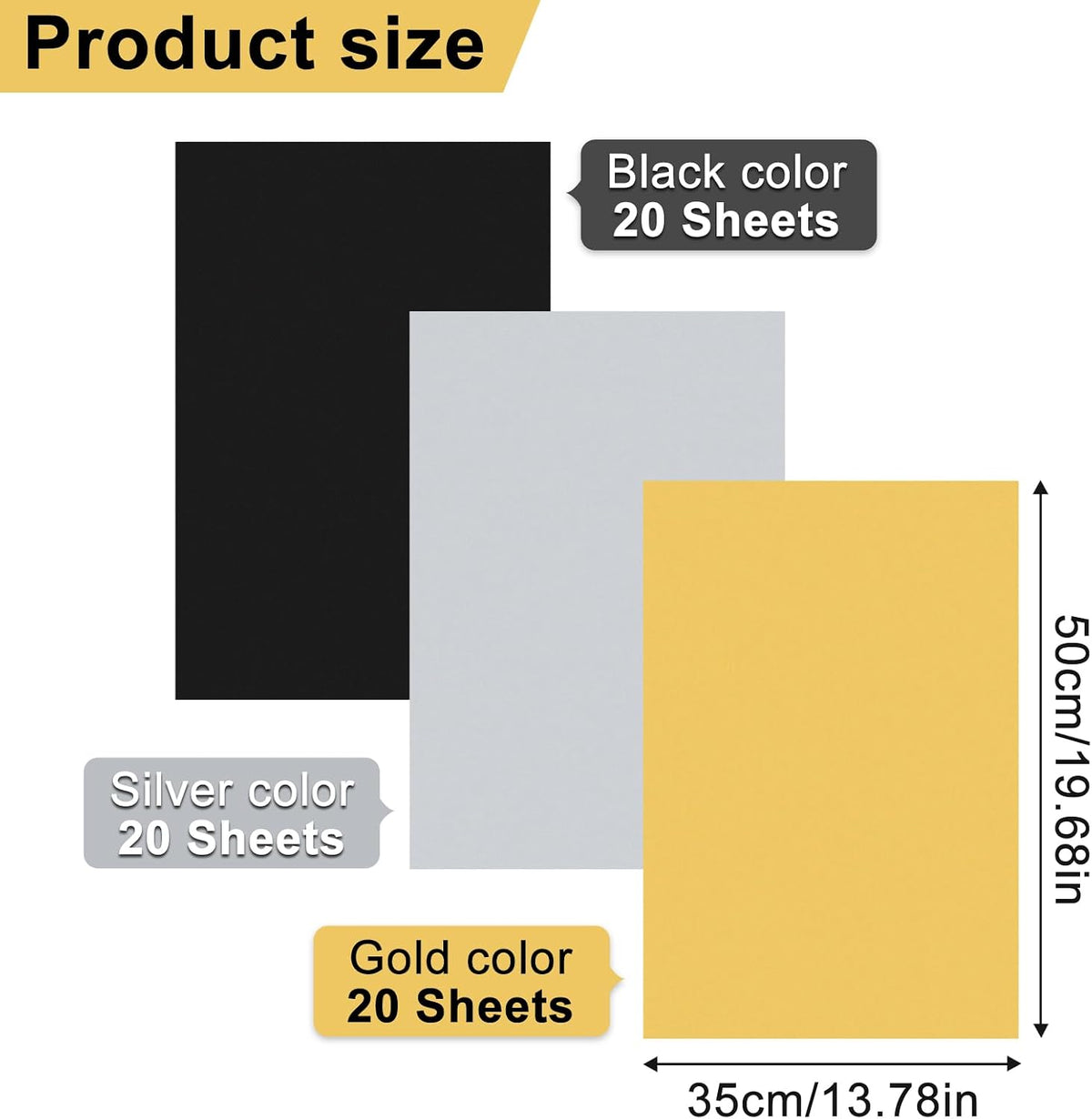 60 Sheets Multicolor Tissue Paper Black Gold Silver 3 Colors