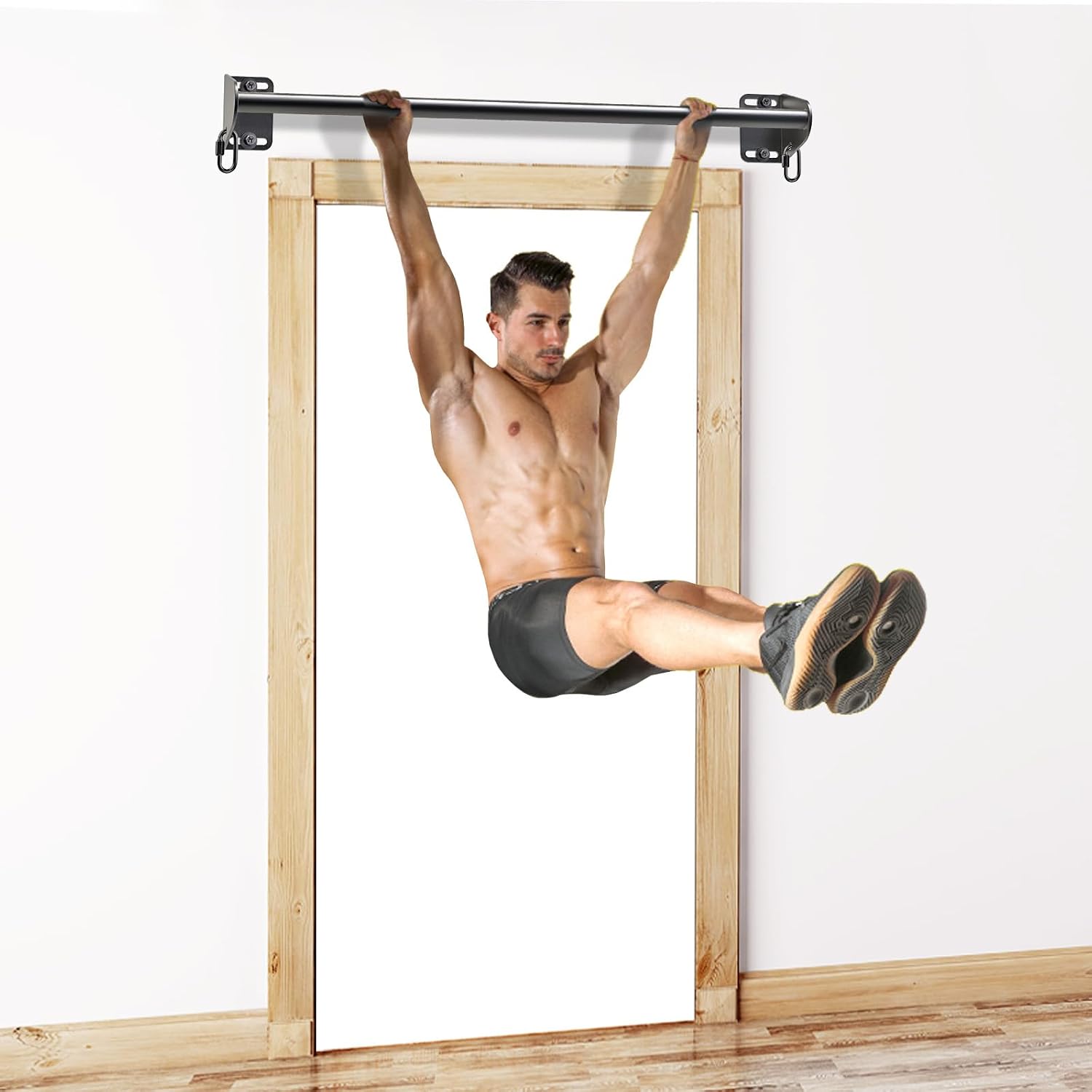 Wall Mounted Pull Up Bar, Chin Up Bar with Resistance Band Hooks | 36" Mounting Spacing, Fully Welded Construction