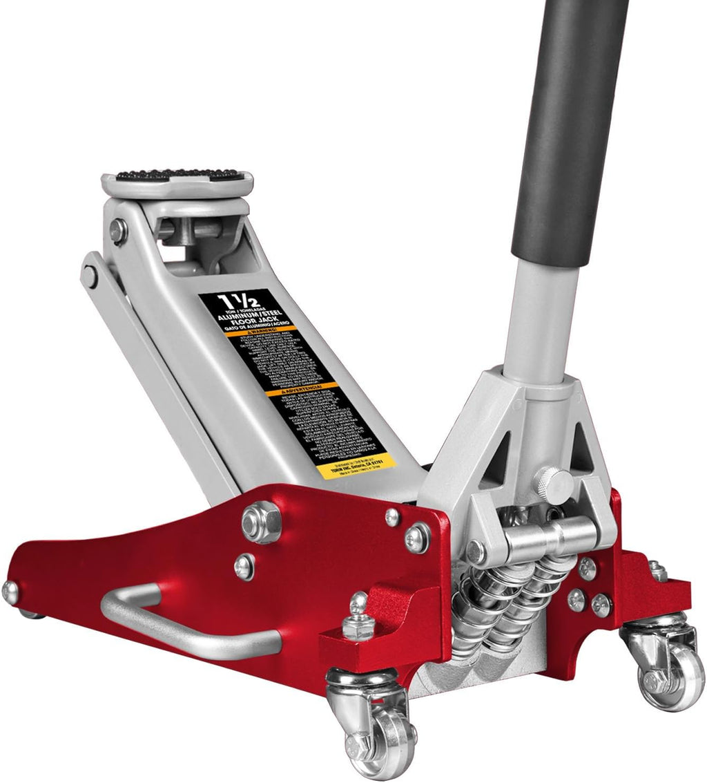 AT815016LR Torin Hydraulic Low Profile Aluminum and Steel Racing Floor Jack with Dual Piston Quick Lift Pump, 1.5 Ton