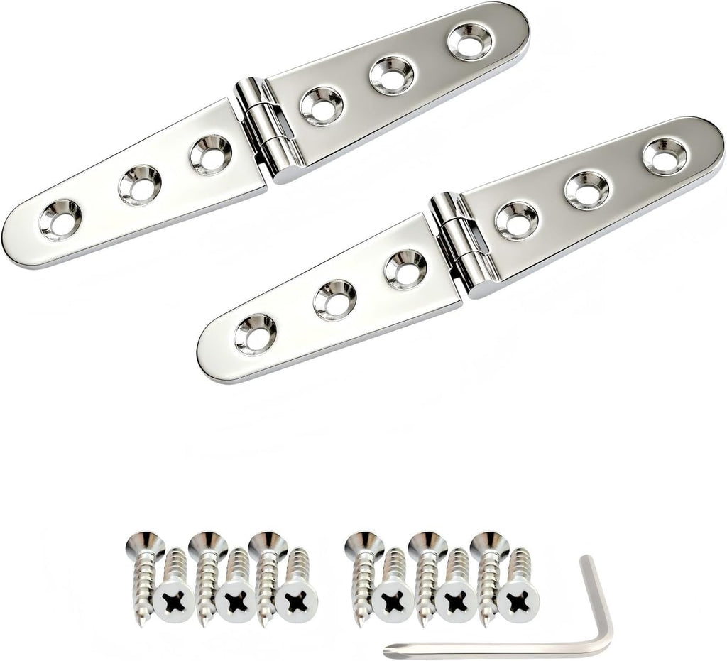 316 Stainless Steel Heavy Duty Marine Boat Strap Hinge, 6" 2 Pack