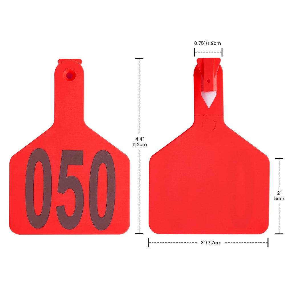 Cattle Ear Tags Numbered 50 Pcs Large Cow Tags Red