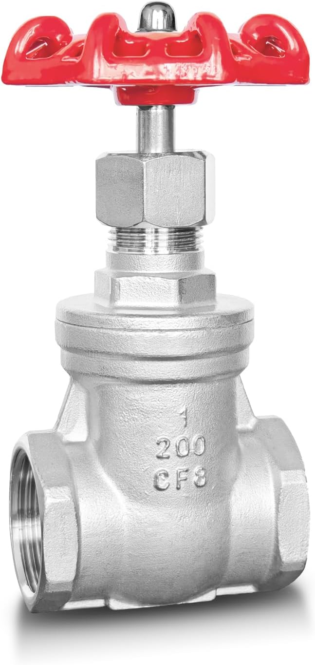 1" NPT Gate Valve, Heavy Duty, Stainless Steel, Female Thread, DN25