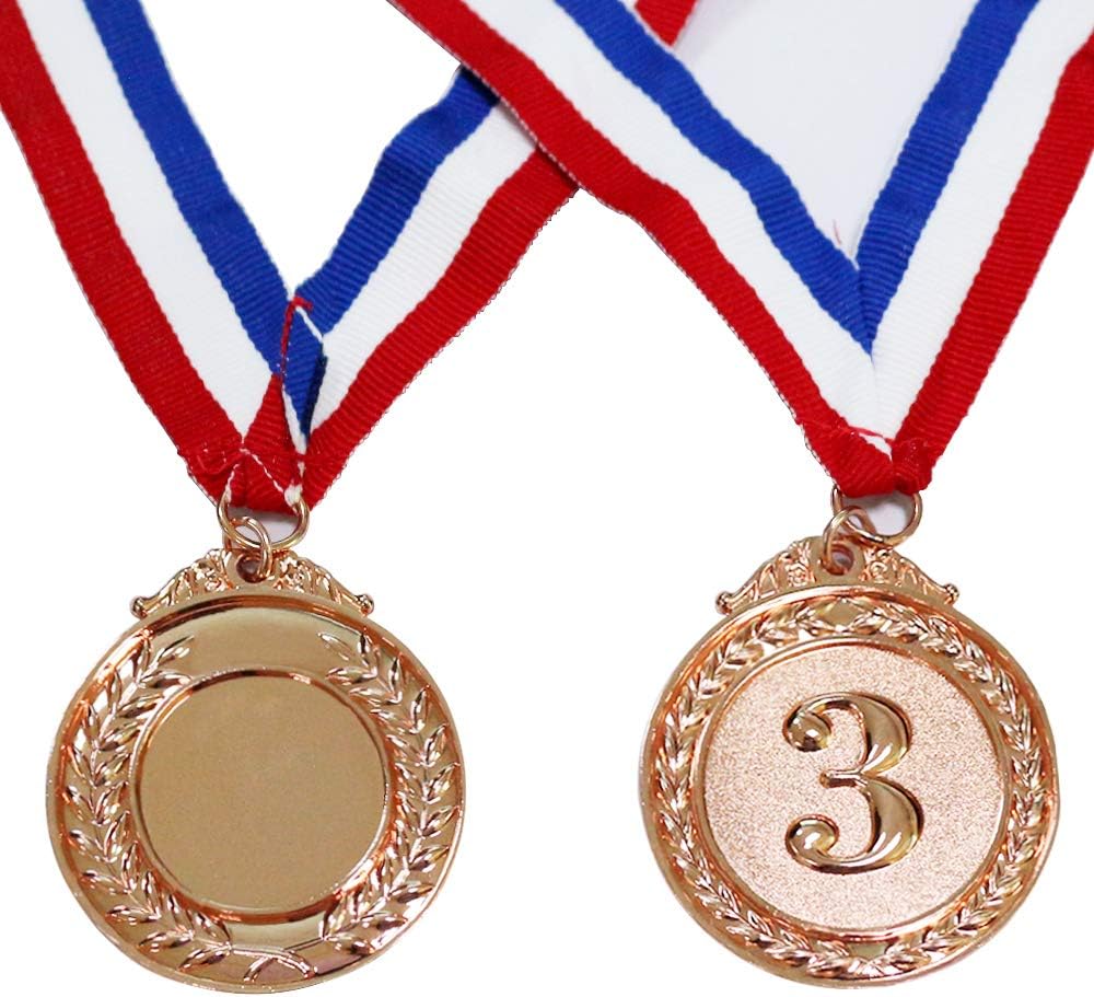 Award Medals Value 3 Pack Gold Sliver Copper Winner Medals with Neck Ribbon Prizes for Competition Sports