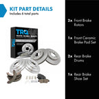 TRQ Front & Rear Ceramic Pads Rotors Drums & Brake Shoe Kit Set