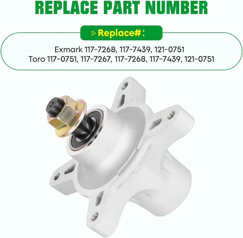 Youxmoto 139-3214 117-7439 117 7267 Spindle Assembly Fit for 42" 50" Exmark Toro TimeCutter SS5000 SS4200 SS4235 SS4260 MX5000 MX5050 ，Spindle 121-0751 117-7268 3 Pack