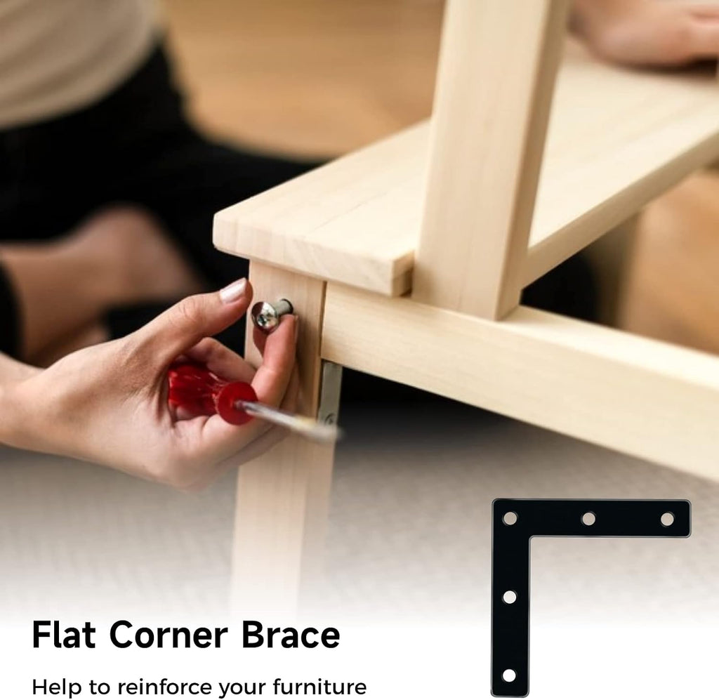 Flat Corner Braces, 20 Pcs 3.15x3.15" L Right Angle Braces, Repair Mending Plates for Wooden Frames Beds Tables