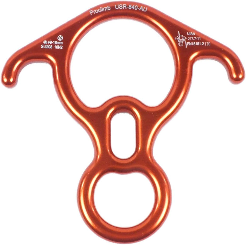 40kN Fall Rescue Big 8 Aluminum Descender with Bent-Ears Rappelling Gear Belay Device (Orange)