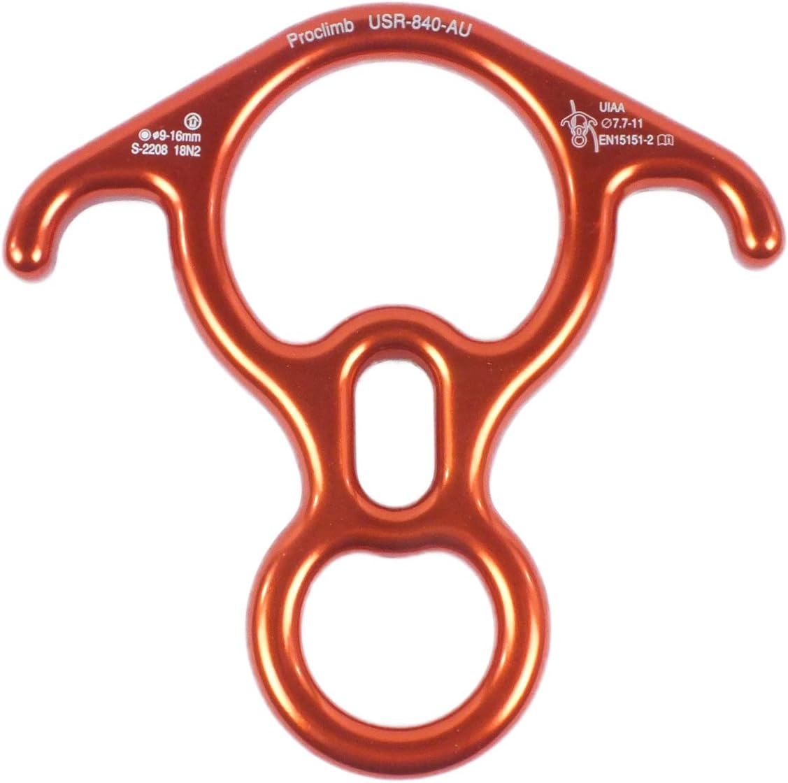 40kN Fall Rescue Big 8 Aluminum Descender with Bent-Ears Rappelling Gear Belay Device (Orange)