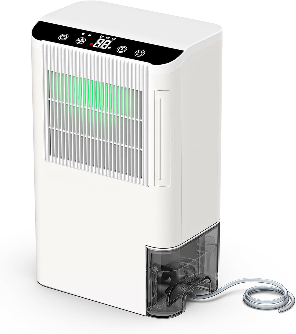 Dehumidifiers for Home, 2000 Sq.Ft Small Dehumidifier with 3.3ft Drain Hose, 2.5L Tank, Timer Sleep Mode, Portable