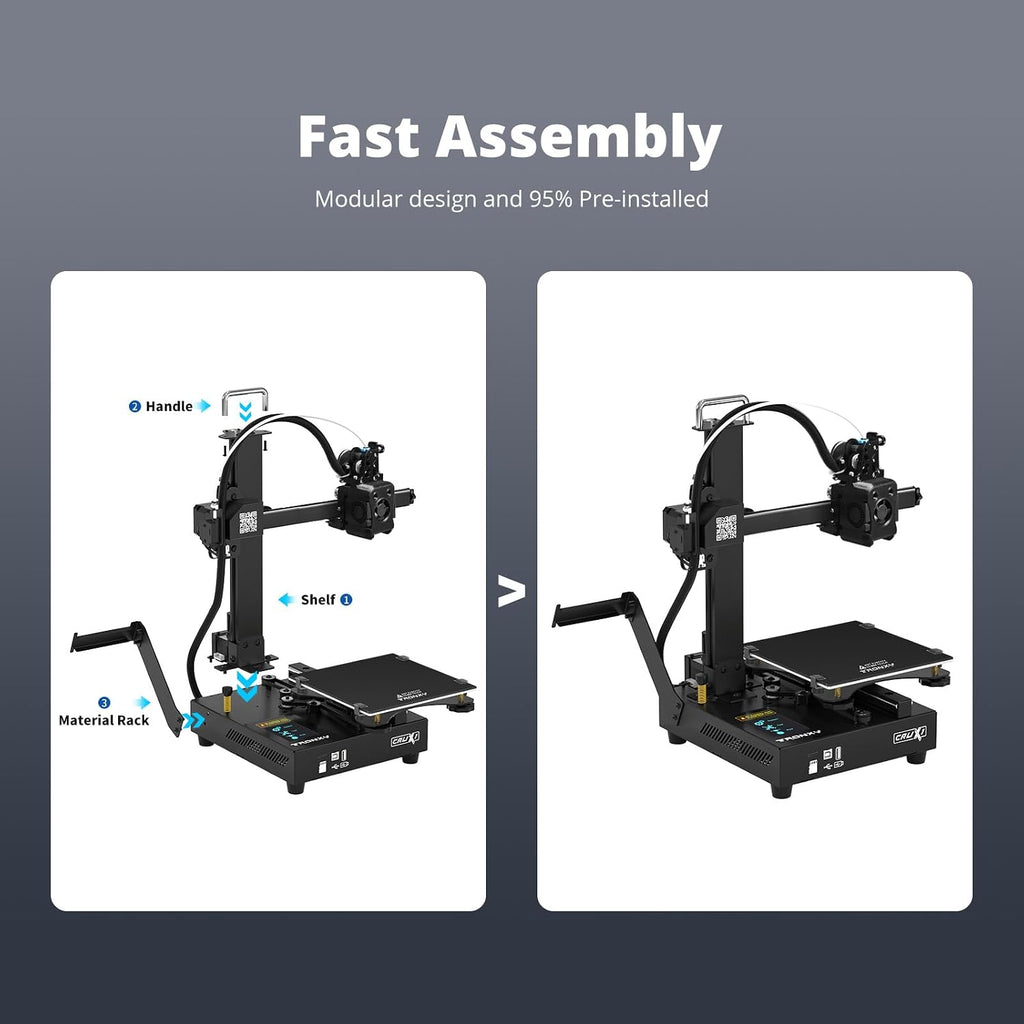 Small High Speed 3D Printer, CRUX 1S Desktop Mini 3D Printer for Beginners, Proximal Printhead with Dual-axis Metal