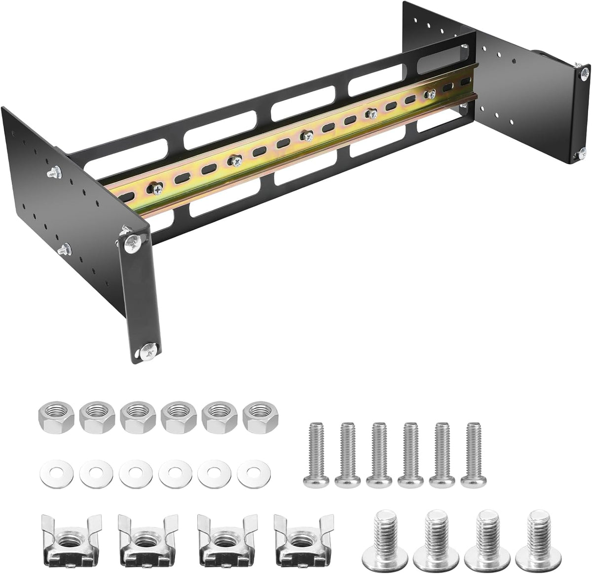 19 Inch Rack Mount DIN Rail Kit, Depth Adjustable Rackmount Din Rail